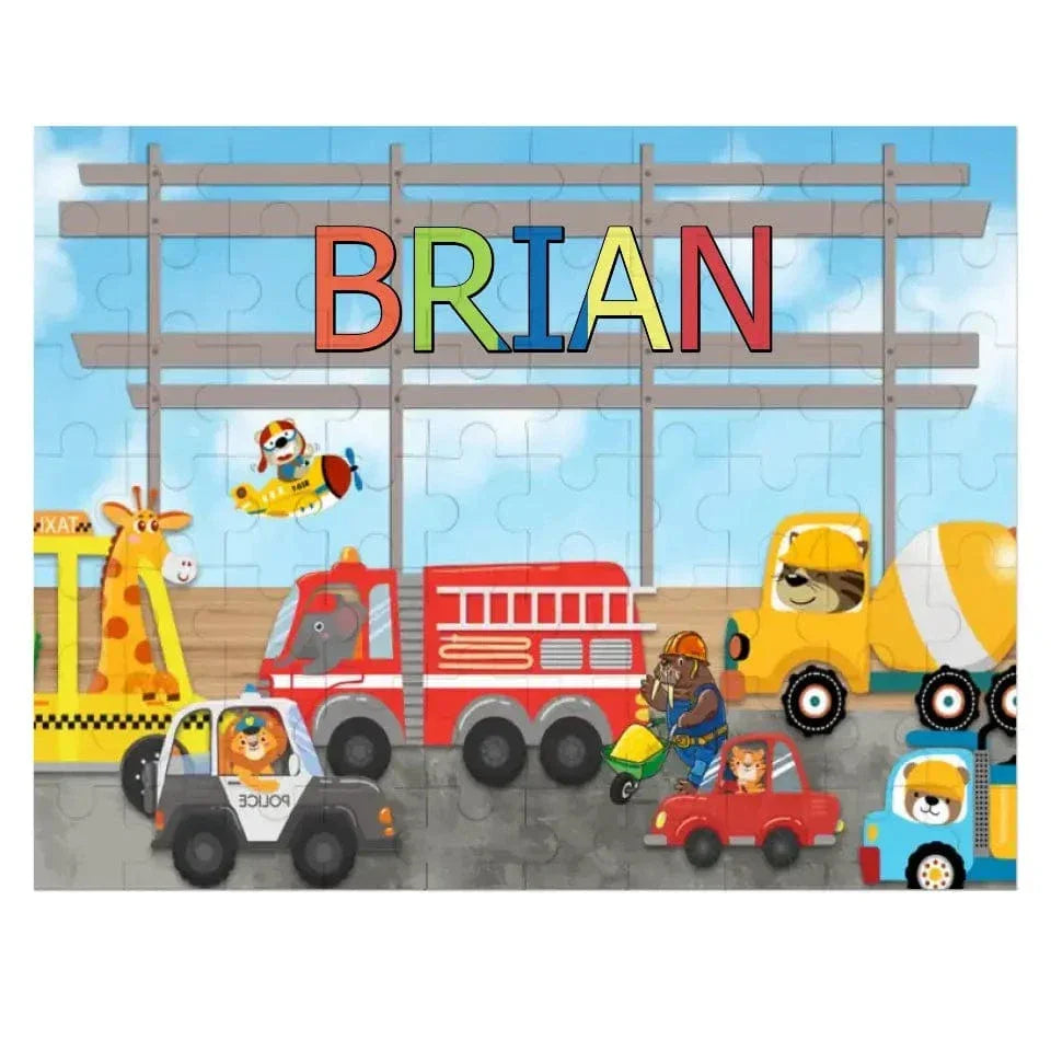 Personalized Animals City Car Jigsaw Puzzle for Toddler Kids 35PCS/70PCS - Joliny