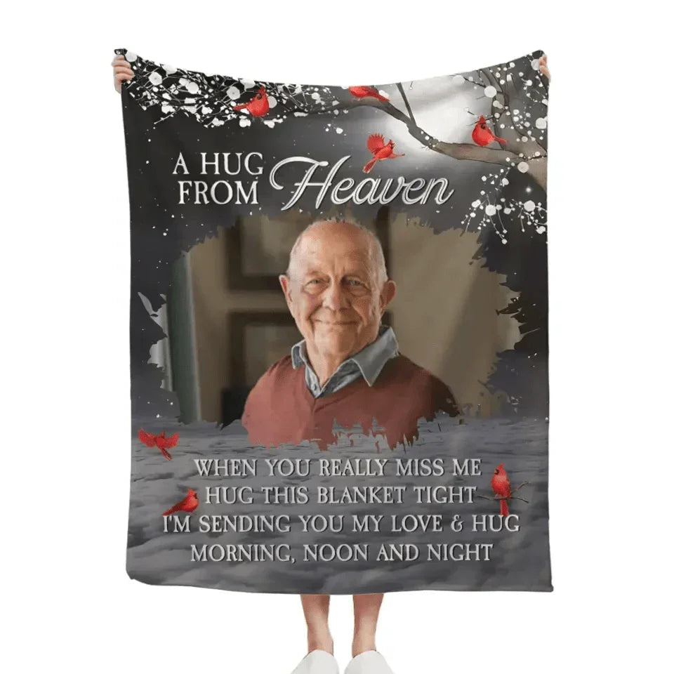 A hug from heaven - a personalized photo flannel blanket - Joliny