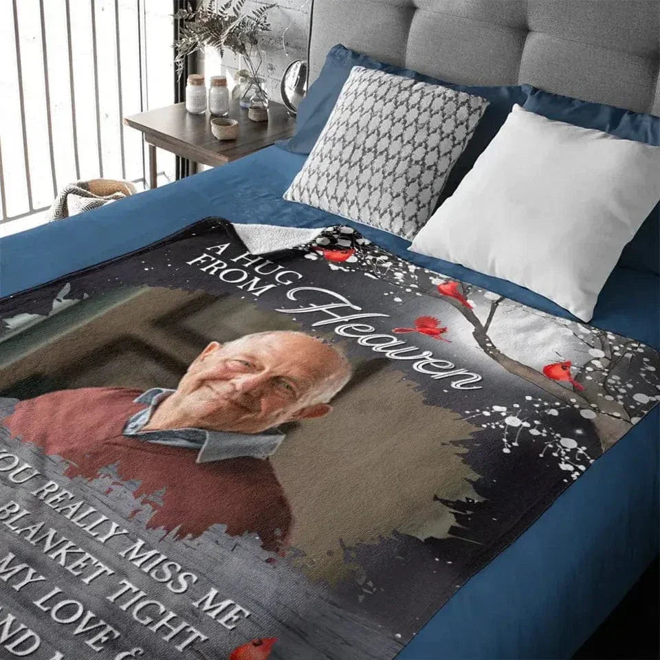 A hug from heaven - a personalized photo flannel blanket - Joliny