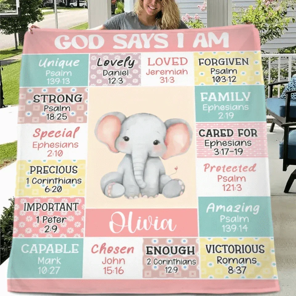 Animal Custom Pattern Blanket - Personalised Name And Cartoon Animal Stickers Blanket - A Gift For Child,Newborn,Baby - Joliny