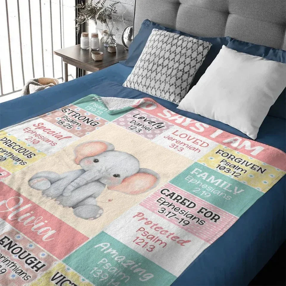 Animal Custom Pattern Blanket - Personalised Name And Cartoon Animal Stickers Blanket - A Gift For Child,Newborn,Baby - Joliny