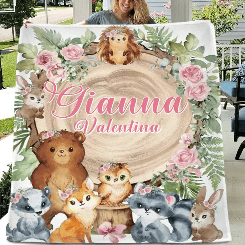 Animal Pattern Children's Personalized Blanket - Newborn Gifts for Children - Joliny