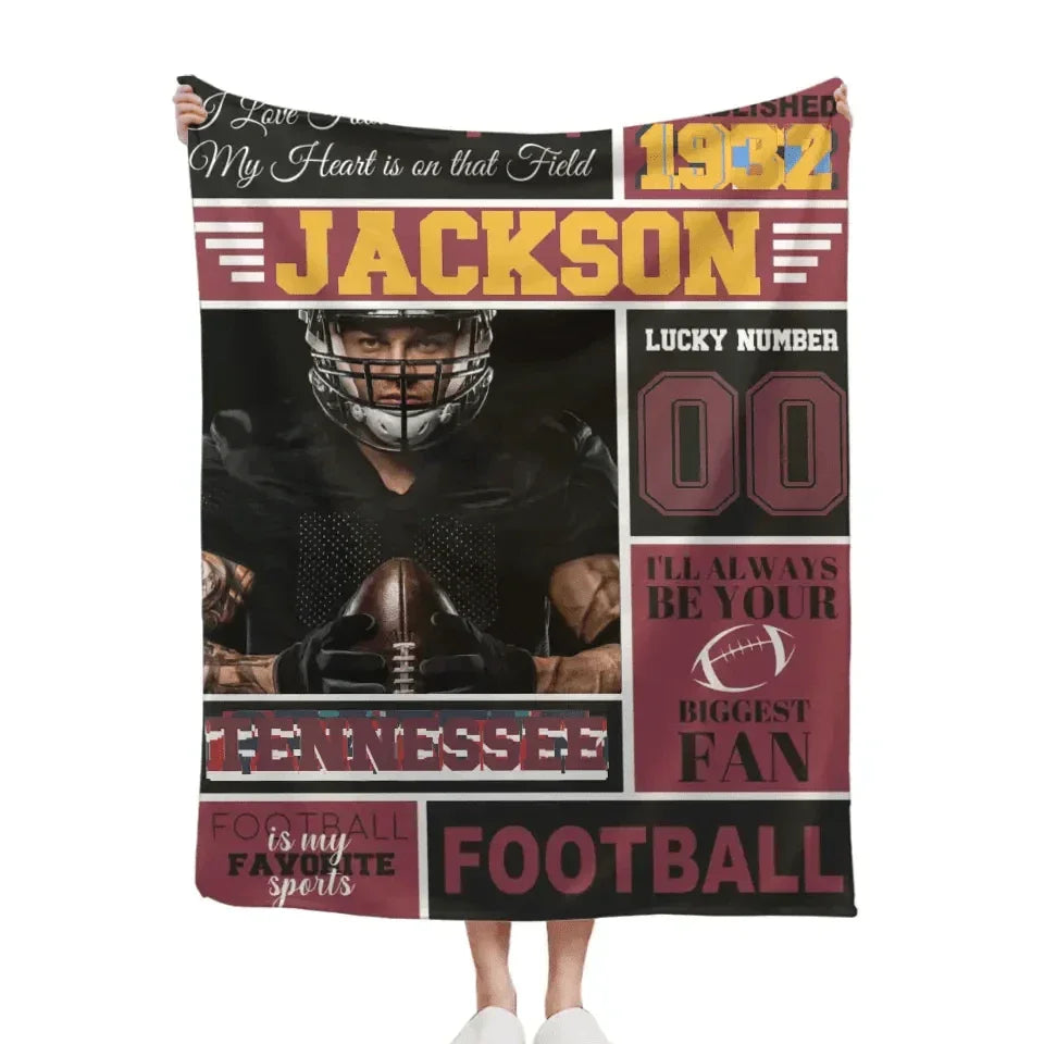 Any favorite footballers - Personalised blankets with picture, name and number - Gifts for Football Players,Fans - Joliny