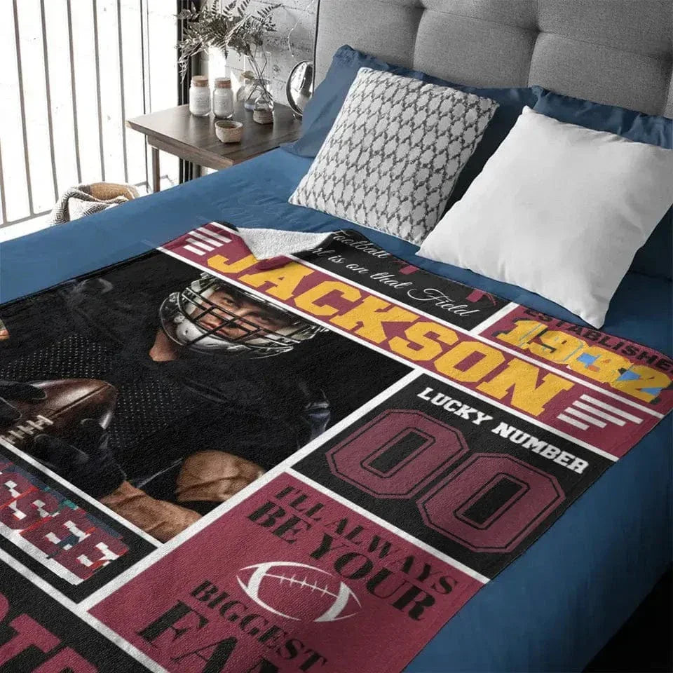 Any favorite footballers - Personalised blankets with picture, name and number - Gifts for Football Players,Fans - Joliny