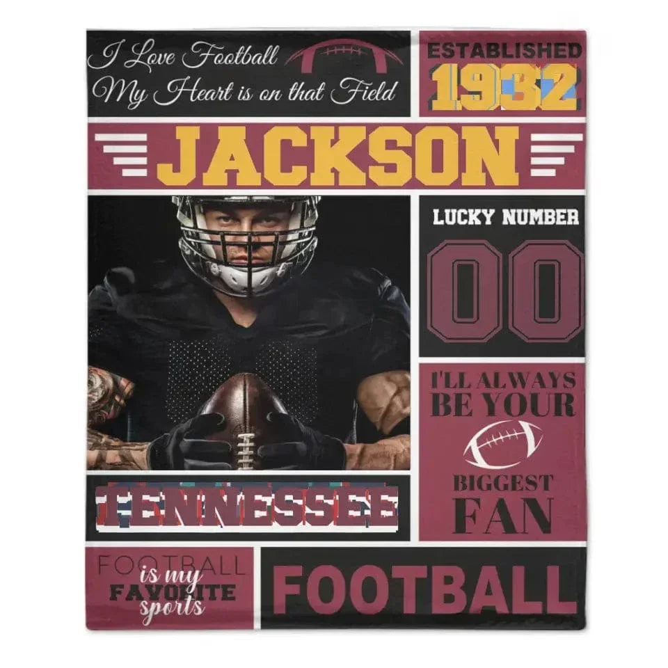 Any favorite footballers - Personalised blankets with picture, name and number - Gifts for Football Players,Fans - Joliny