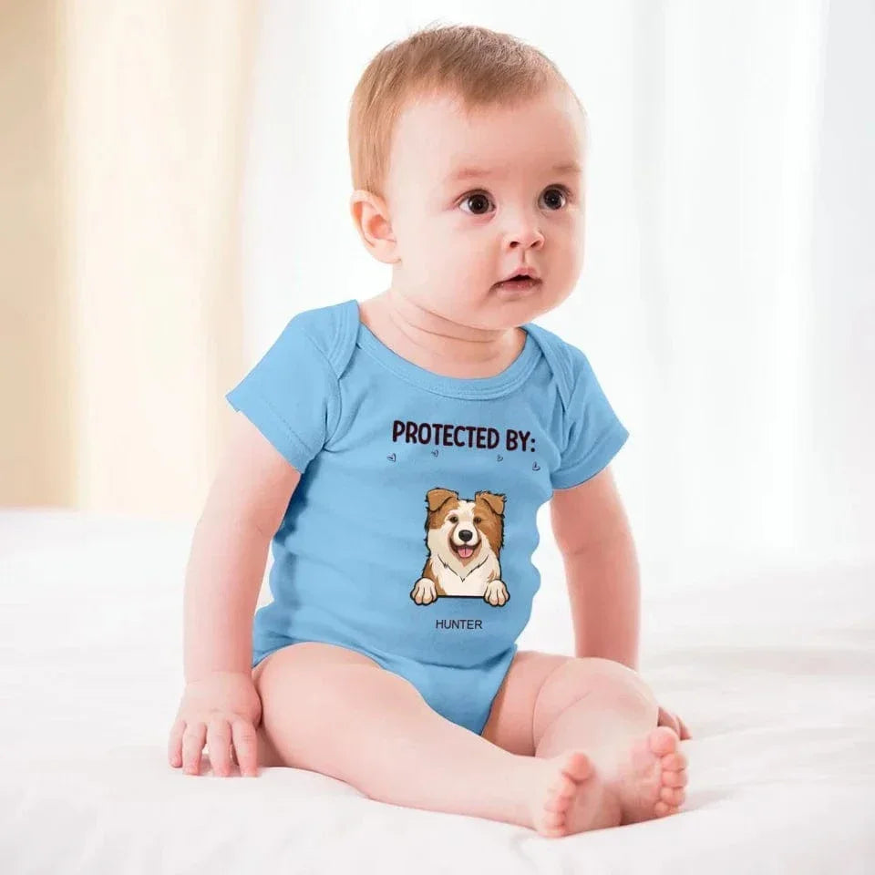 Baby Guarded by Pets Customized Clothing - Personalized Pet Breed Cartoon Patterns and Pet Names Baby Clothing - A Gift For Baby - Joliny
