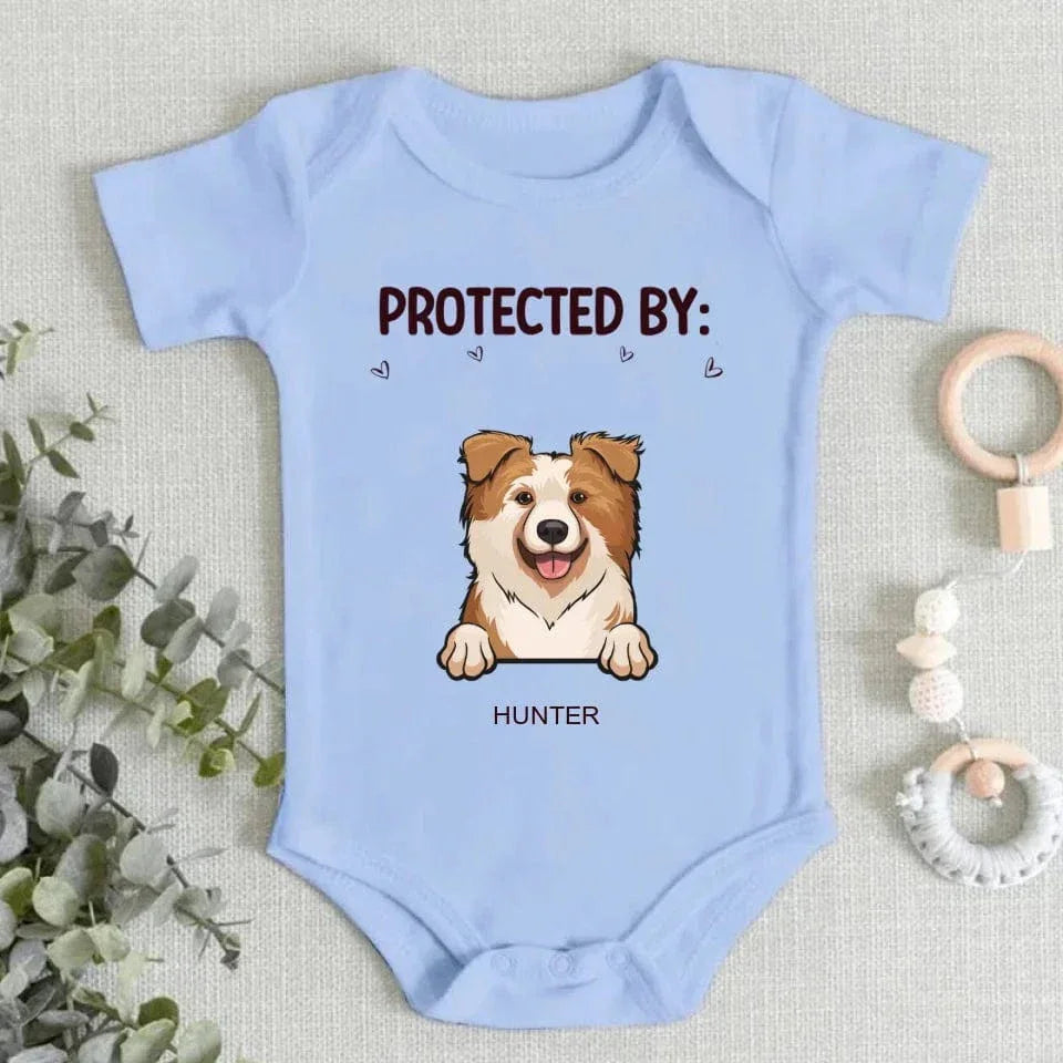 Baby Guarded by Pets Customized Clothing - Personalized Pet Breed Cartoon Patterns and Pet Names Baby Clothing - A Gift For Baby - Joliny