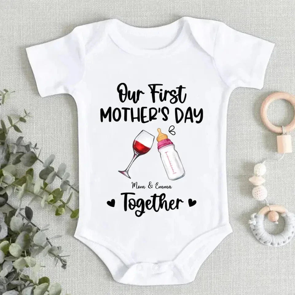 Personalized Baby Onesie/ T-shirt - Mother's Day Gift Idea For Baby/Mom - Our First Mother's Day Together - Joliny