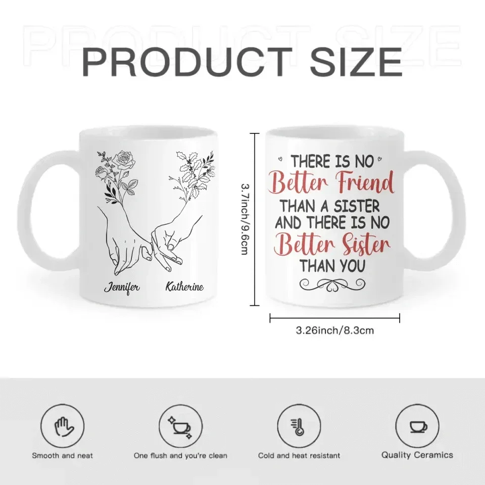 Bestie BFF Personalized Custom Mug - There Is No Better Sister Than You - Joliny