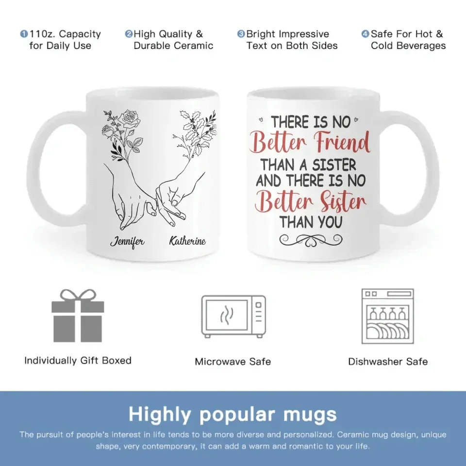 Bestie BFF Personalized Custom Mug - There Is No Better Sister Than You - Joliny