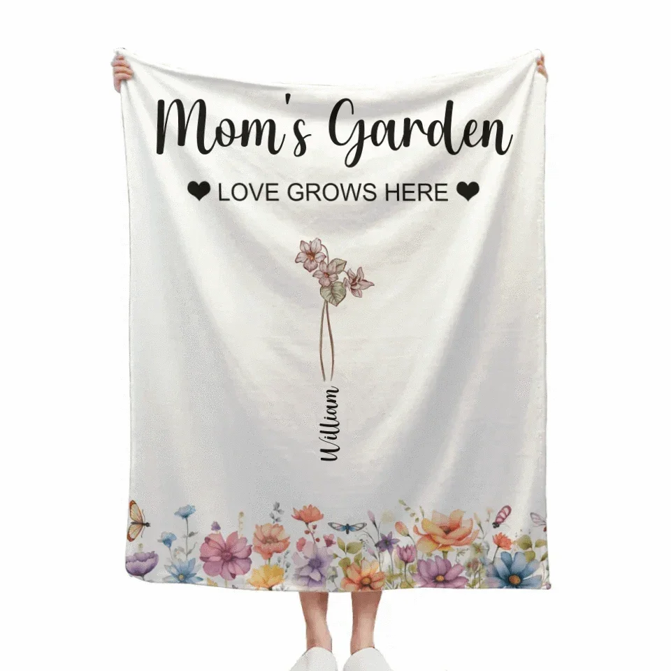 Birthday Flower Custom Blanket - Personalised Family Name And Birthday Flowers Blanket - A Gift For Family,Mom - Joliny