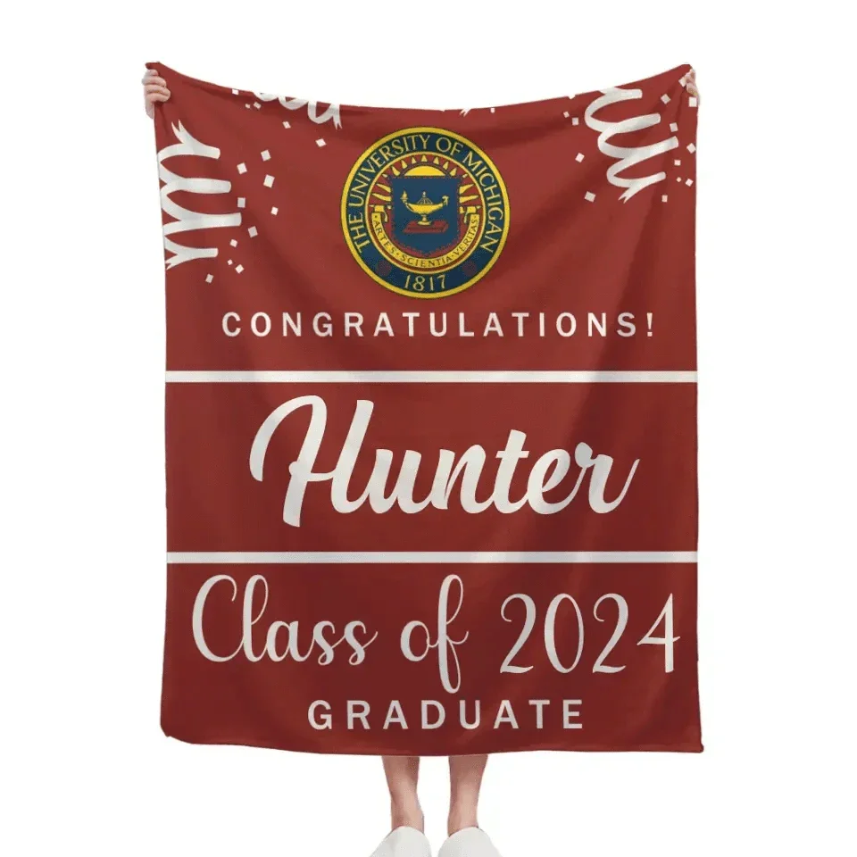 Custom Graduation School Logo Blanket, College Class of 2024 - Joliny