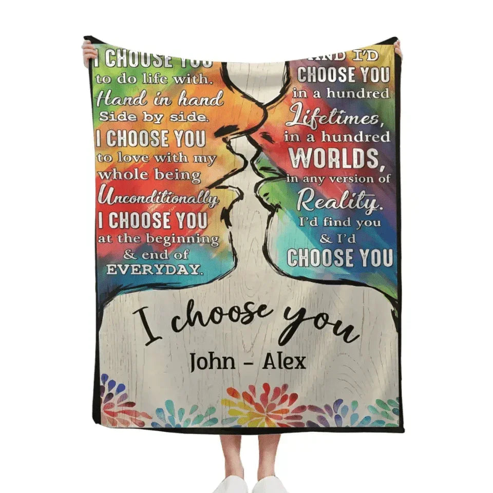 I Choose You To Do Life With - Couple Personalized LGBTQ Custom Vertical Canvas Wall Art & Blanket - Joliny