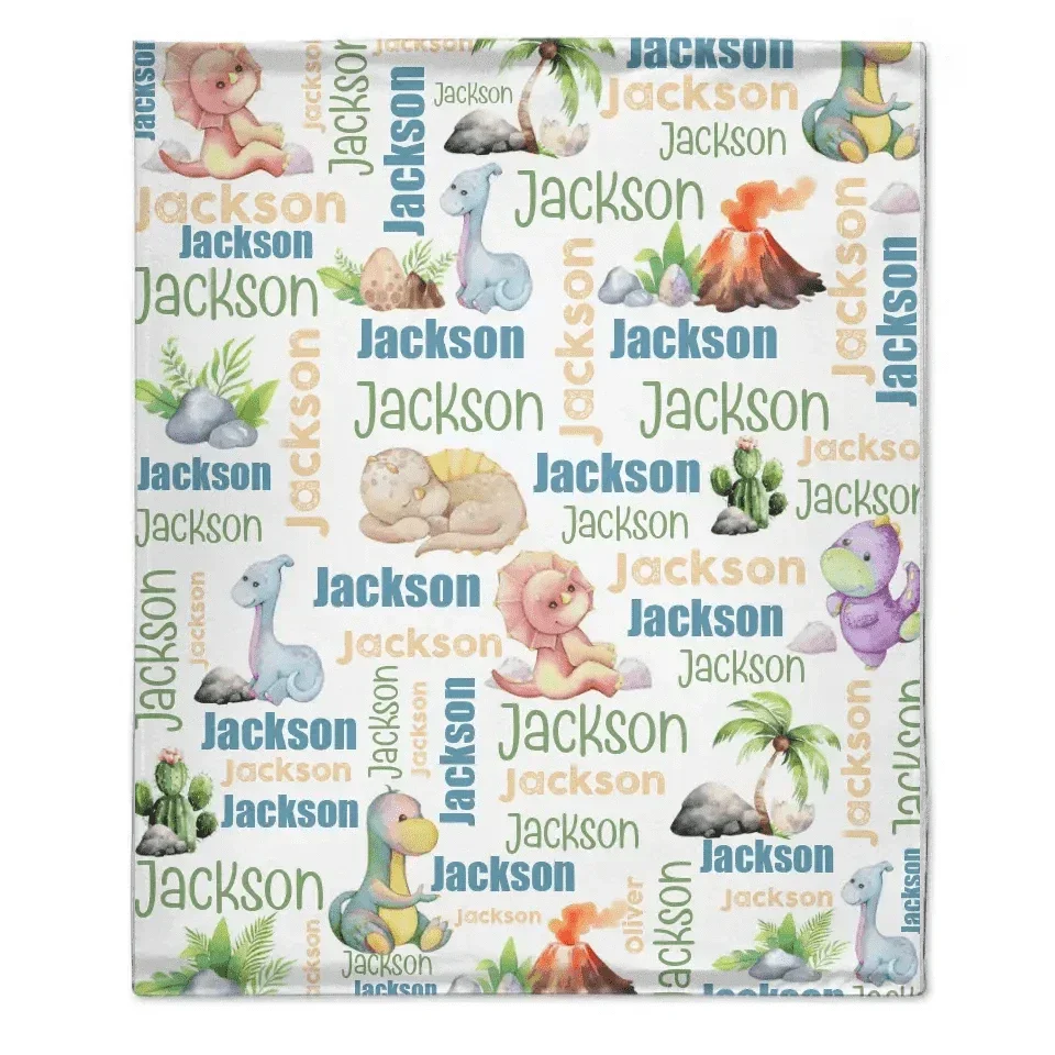 Personalized Dinosaur Name Pattern baby blanket - Joliny