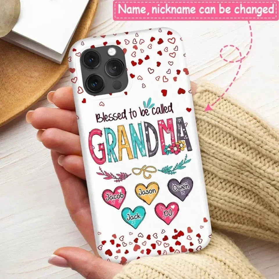 Blessed to be called Nana, Mommy, Auntie Heart Kids Personalized Phone Case - Joliny