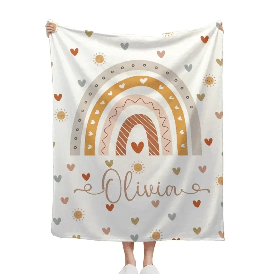Boho Rainbow Name Customized Baby Blanket, Gift for Baby - Joliny