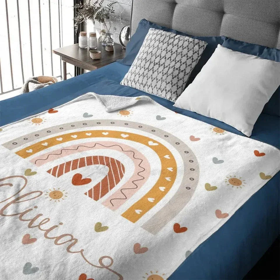 Boho Rainbow Name Customized Baby Blanket, Gift for Baby - Joliny