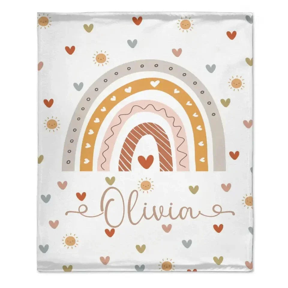 Boho Rainbow Name Customized Baby Blanket, Gift for Baby - Joliny