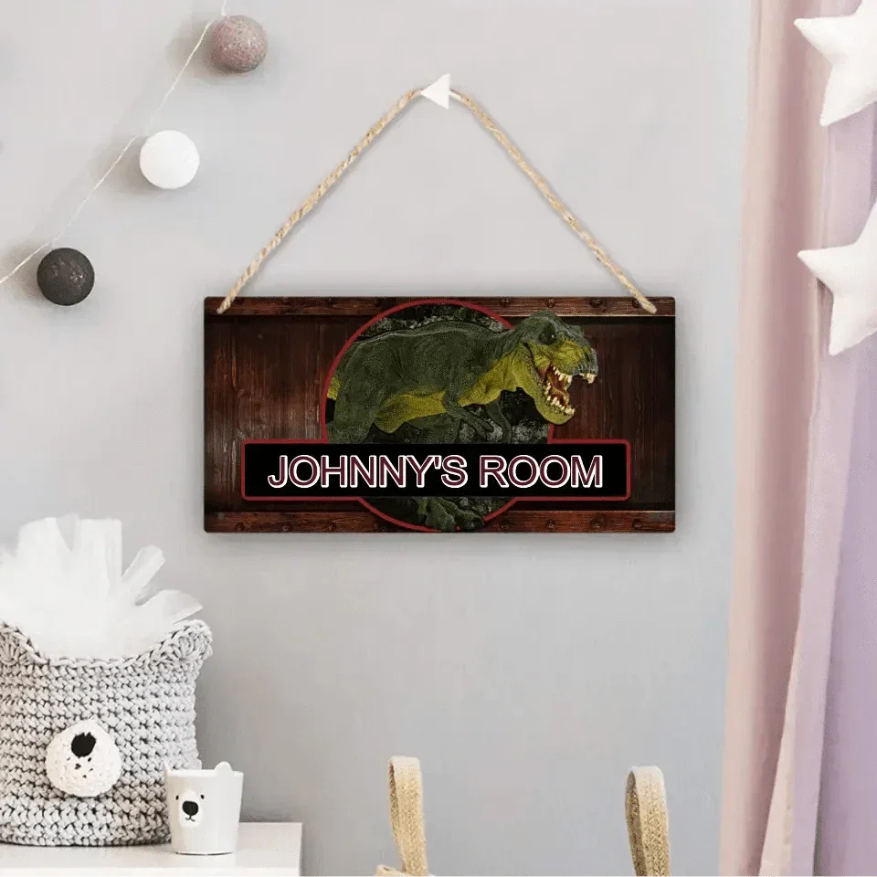 Boys Jurassic Dinosaur - Personalized Door Sign with Name - Joliny