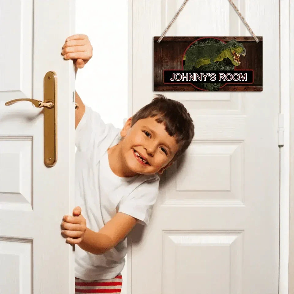 Boys Jurassic Dinosaur - Personalized Door Sign with Name - Joliny