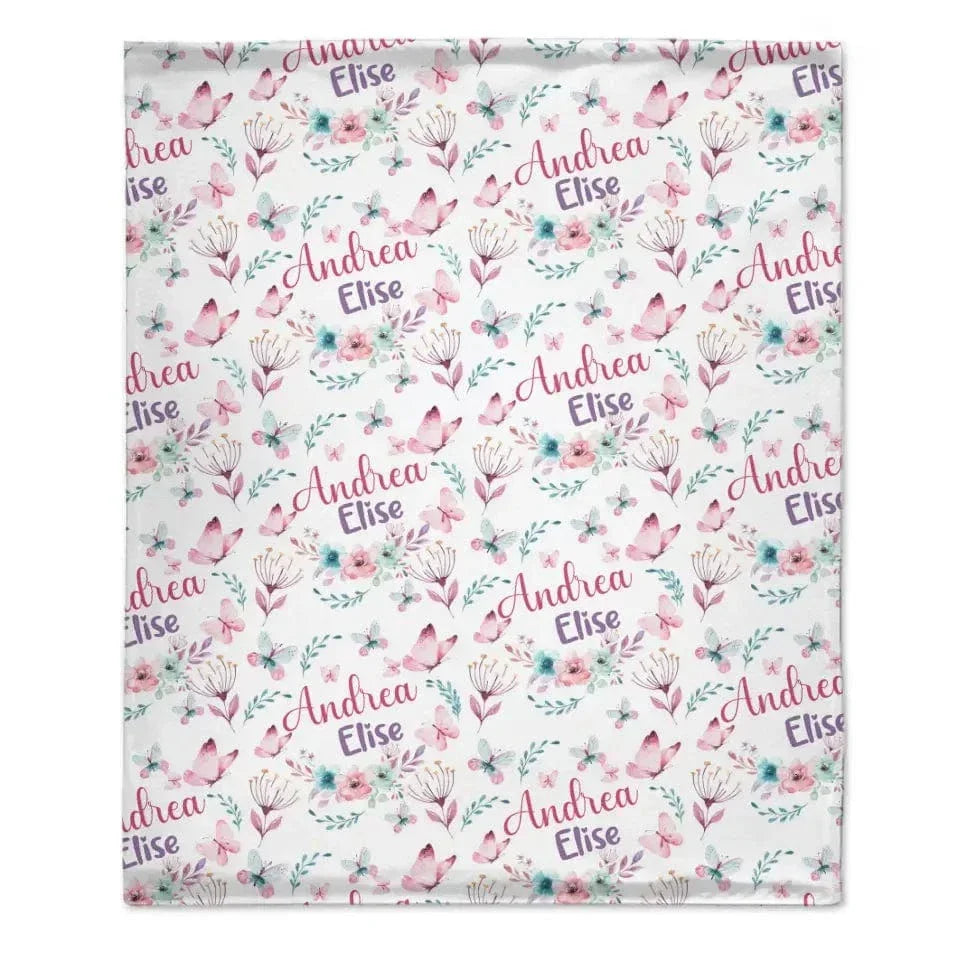 Butterfly Nursery Theme, Baby Girl Blanket With Name - Joliny