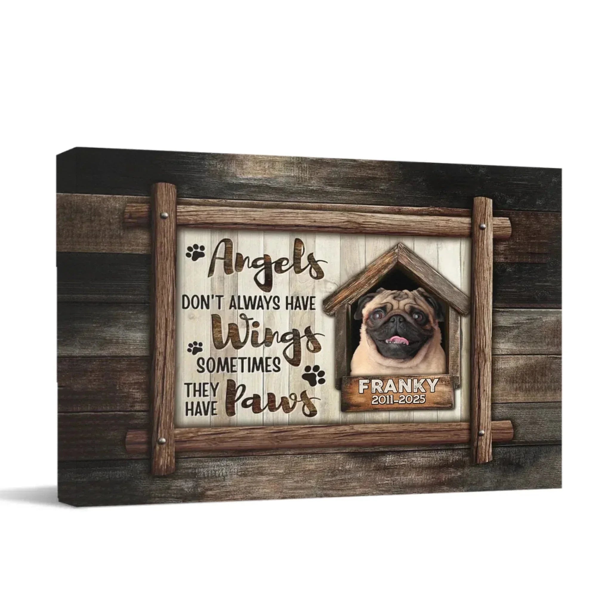 Custom Pet Memorial Wall Art - Personalized Decorative Painting of Pet's Photo,Name and Year - Gifts for Pet Lovers,Pet Owners - Joliny