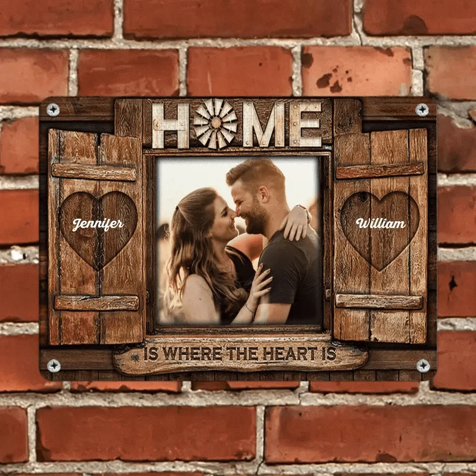Home is where the heart is - Personalized Custom Pictures of Flag Canvas - Gifts for Couples, Husbands and Wives - Joliny