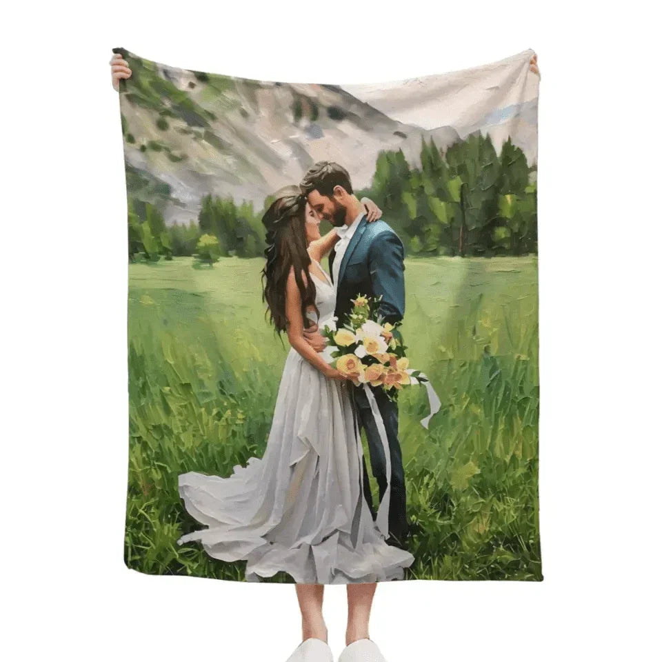Canvas of Love: Personalized Photo Blanket in Oil Painting Style - Joliny