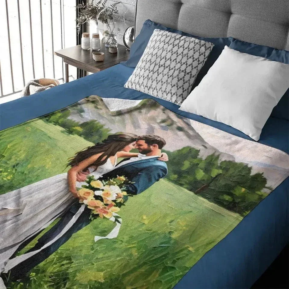 Canvas of Love: Personalized Photo Blanket in Oil Painting Style - Joliny