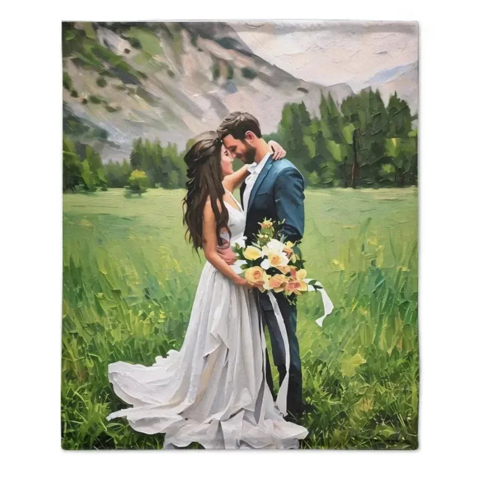 Canvas of Love: Personalized Photo Blanket in Oil Painting Style - Joliny