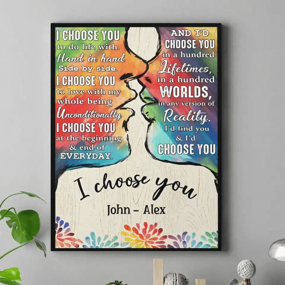 I Choose You To Do Life With - Couple Personalized LGBTQ Custom Vertical Canvas Wall Art & Blanket - Joliny