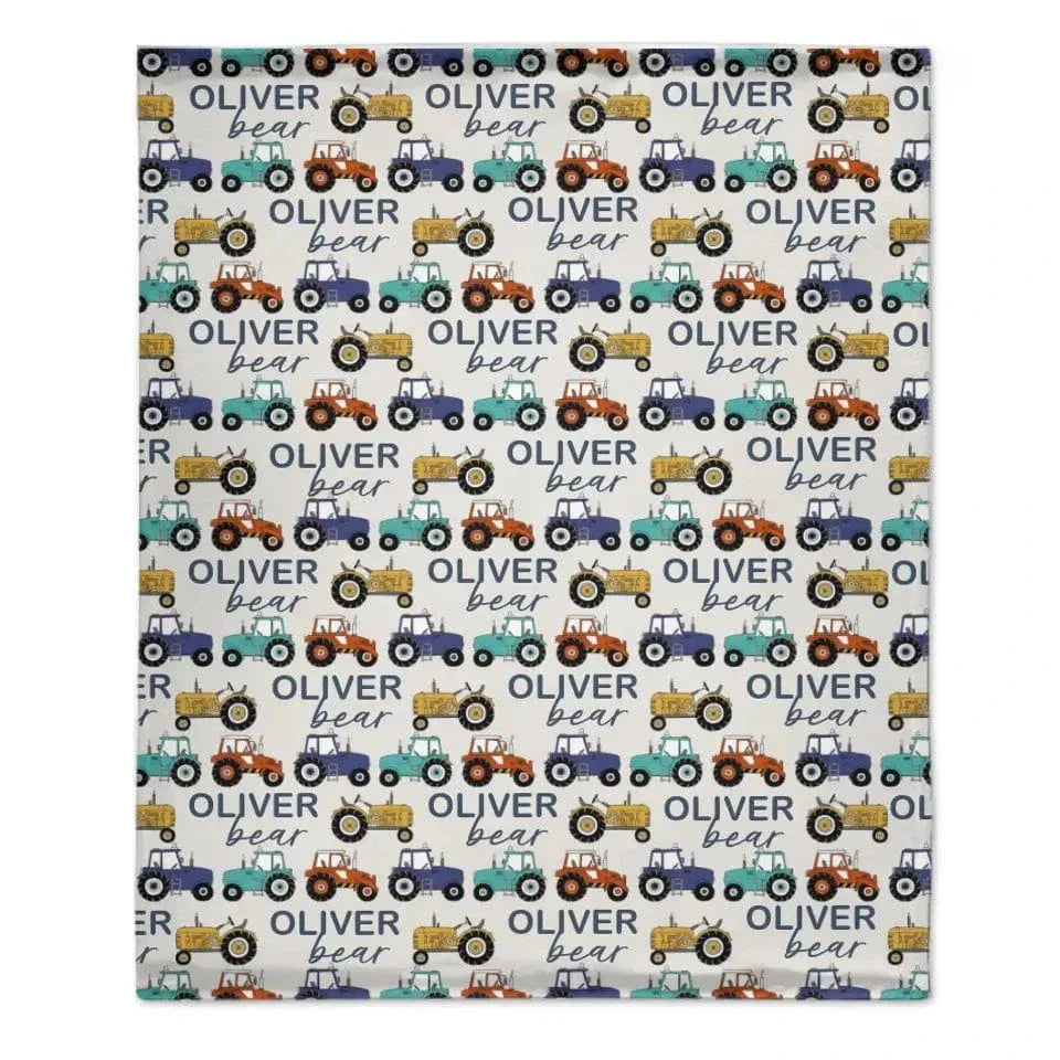Cartoon Small Tractor Personalized Kid's Blanket - Joliny