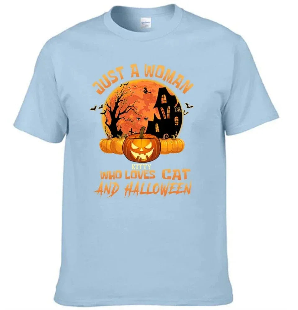 Cat Halloween Pumpkin Head Name Customized T-Shirt - Halloween Gift - Joliny