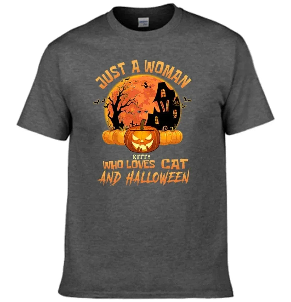 Cat Halloween Pumpkin Head Name Customized T-Shirt - Halloween Gift - Joliny
