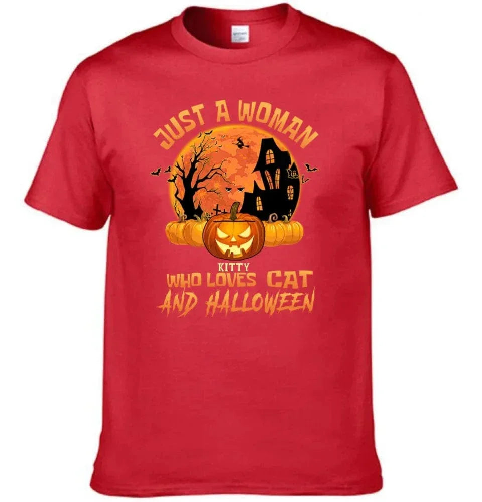 Cat Halloween Pumpkin Head Name Customized T-Shirt - Halloween Gift - Joliny