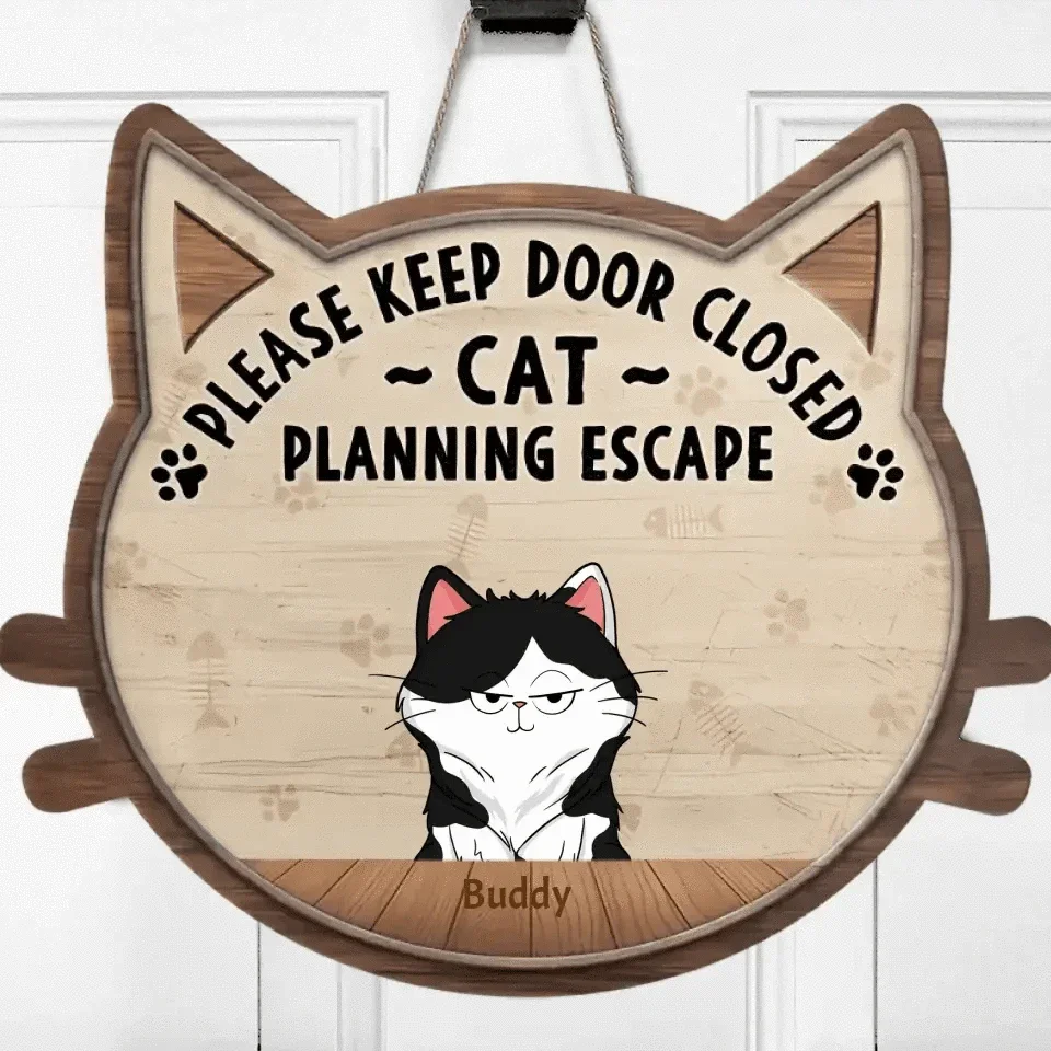Cat Lovers - Cat Plan Escape - Personalized Custom Wood Signs - Joliny