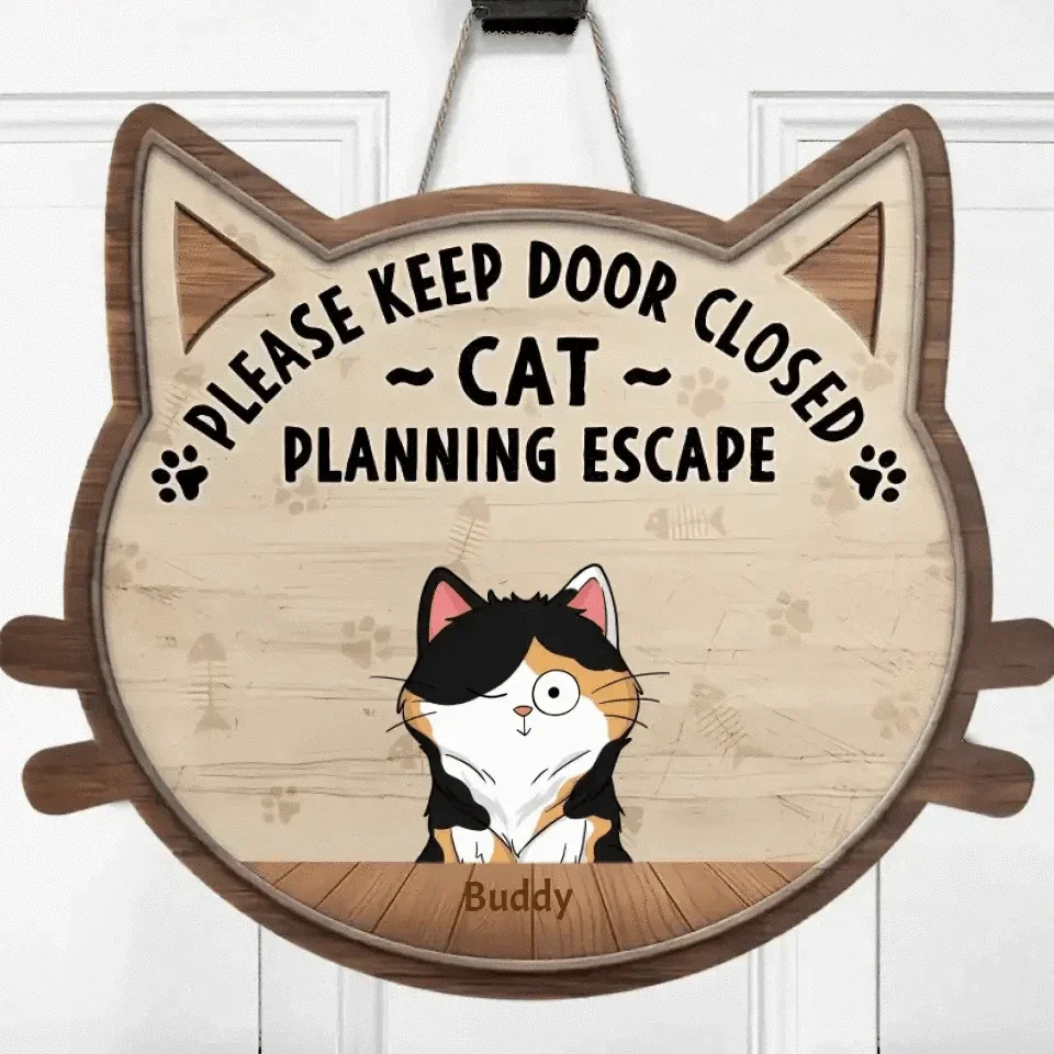 Cat Lovers - Cat Plan Escape - Personalized Custom Wood Signs - Joliny
