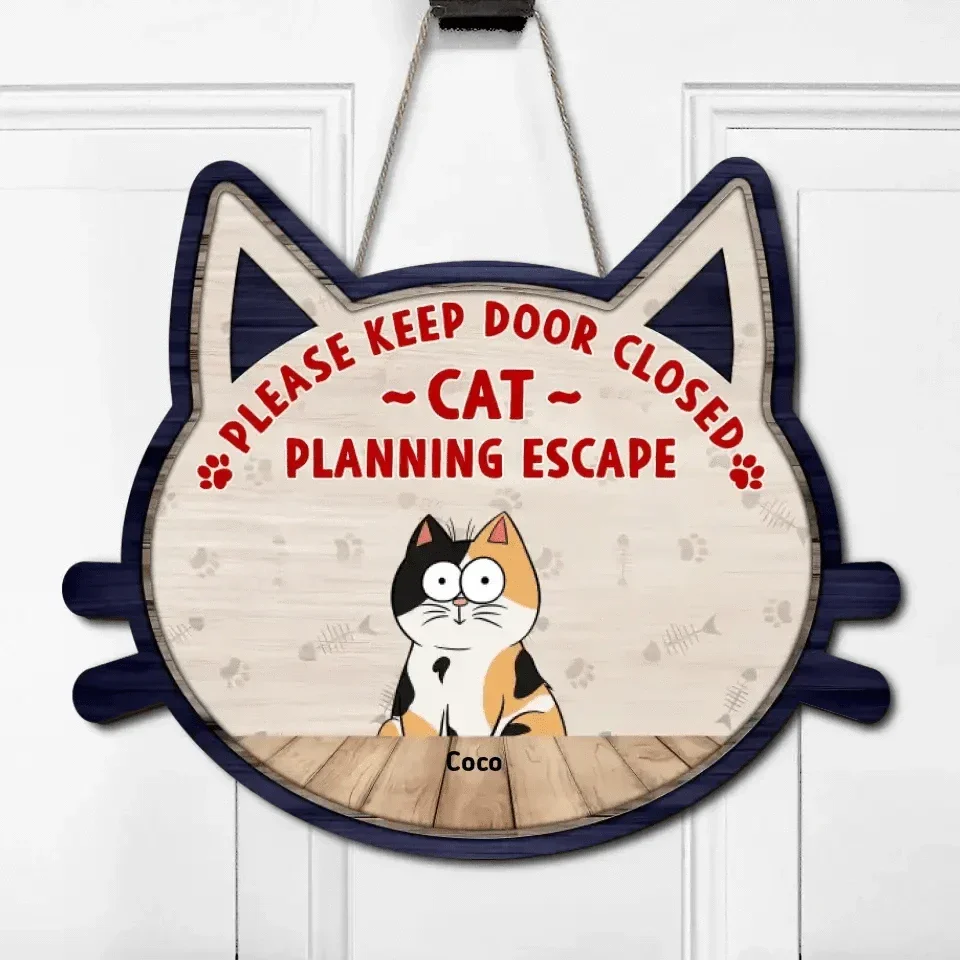 Cat Lovers - Cat Plan Escape - Personalized Custom Wood Signs - Joliny