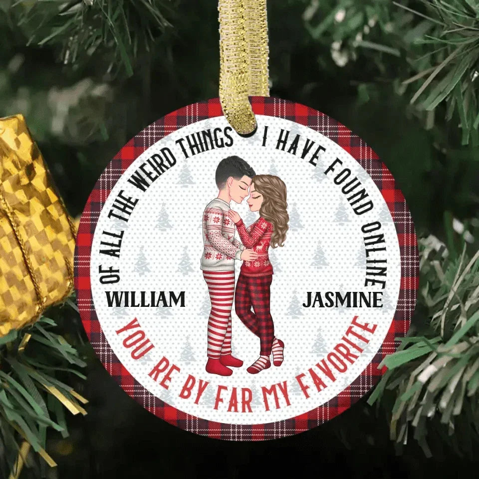 Christmas Couple You Are My Favorite By Far - Gift For Couples - Personalized Circle Ceramic Ornament - Joliny
