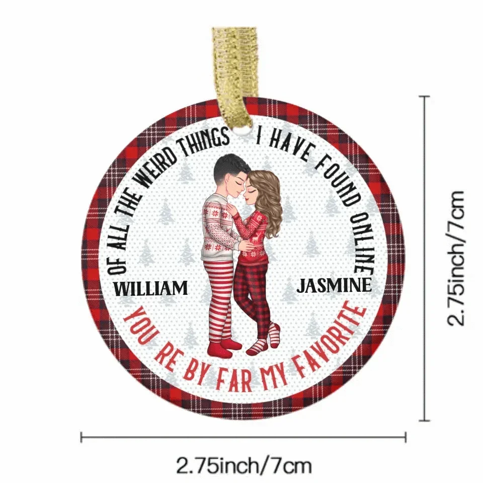 Christmas Couple You Are My Favorite By Far - Gift For Couples - Personalized Circle Ceramic Ornament - Joliny