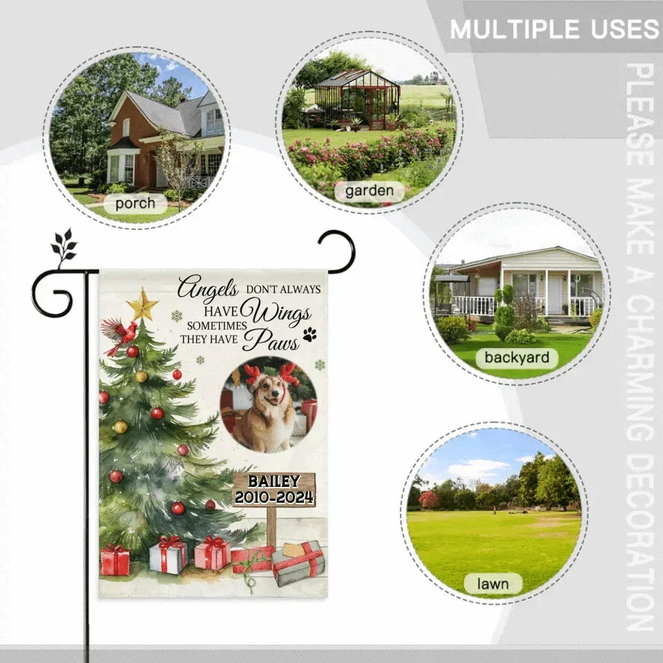 Christmas Custom Pet Memorial Garden Decorations - Personalized Pet Photos and Names Christmas Themed Garden Flags - Christmas Gifts For Pet Owners,Pet Lovers - Joliny