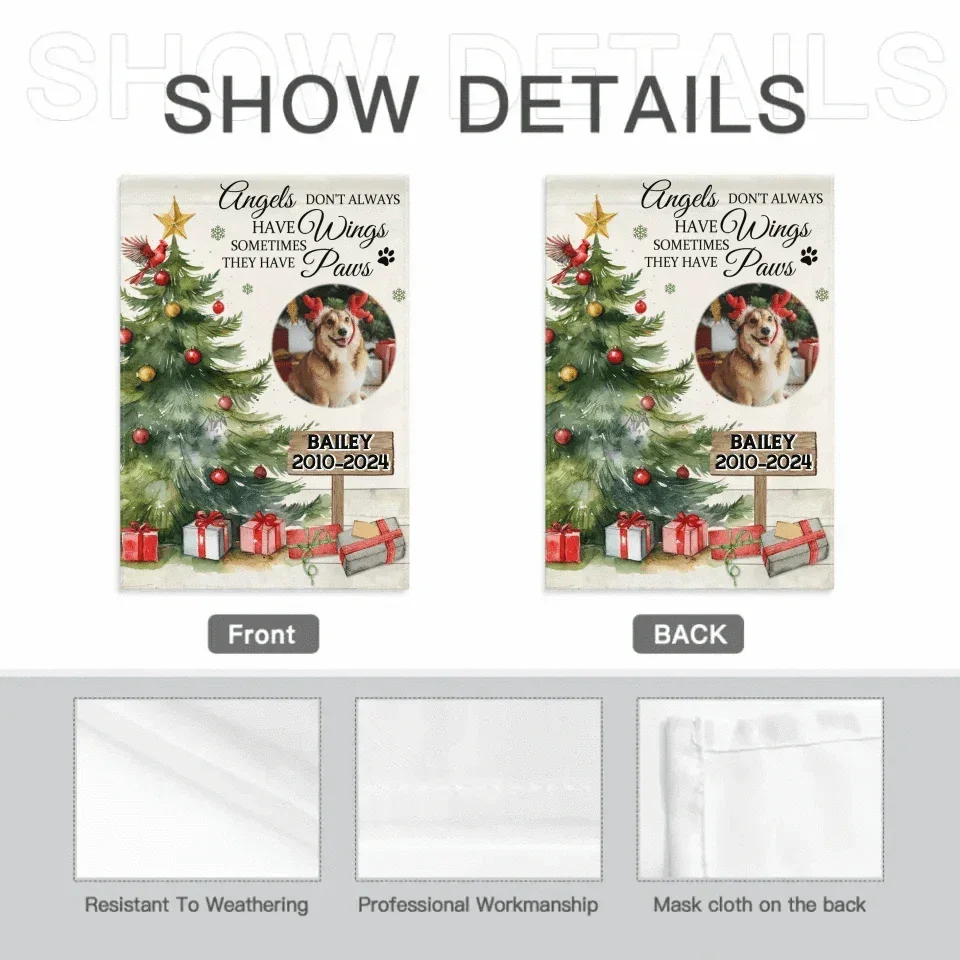 Christmas Custom Pet Memorial Garden Decorations - Personalized Pet Photos and Names Christmas Themed Garden Flags - Christmas Gifts For Pet Owners,Pet Lovers - Joliny