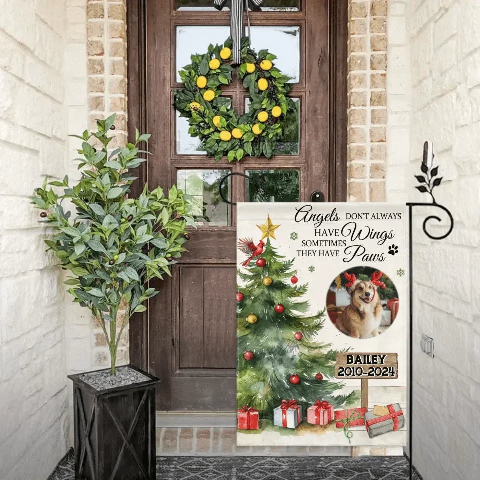 Christmas Custom Pet Memorial Garden Decorations - Personalized Pet Photos and Names Christmas Themed Garden Flags - Christmas Gifts For Pet Owners,Pet Lovers - Joliny