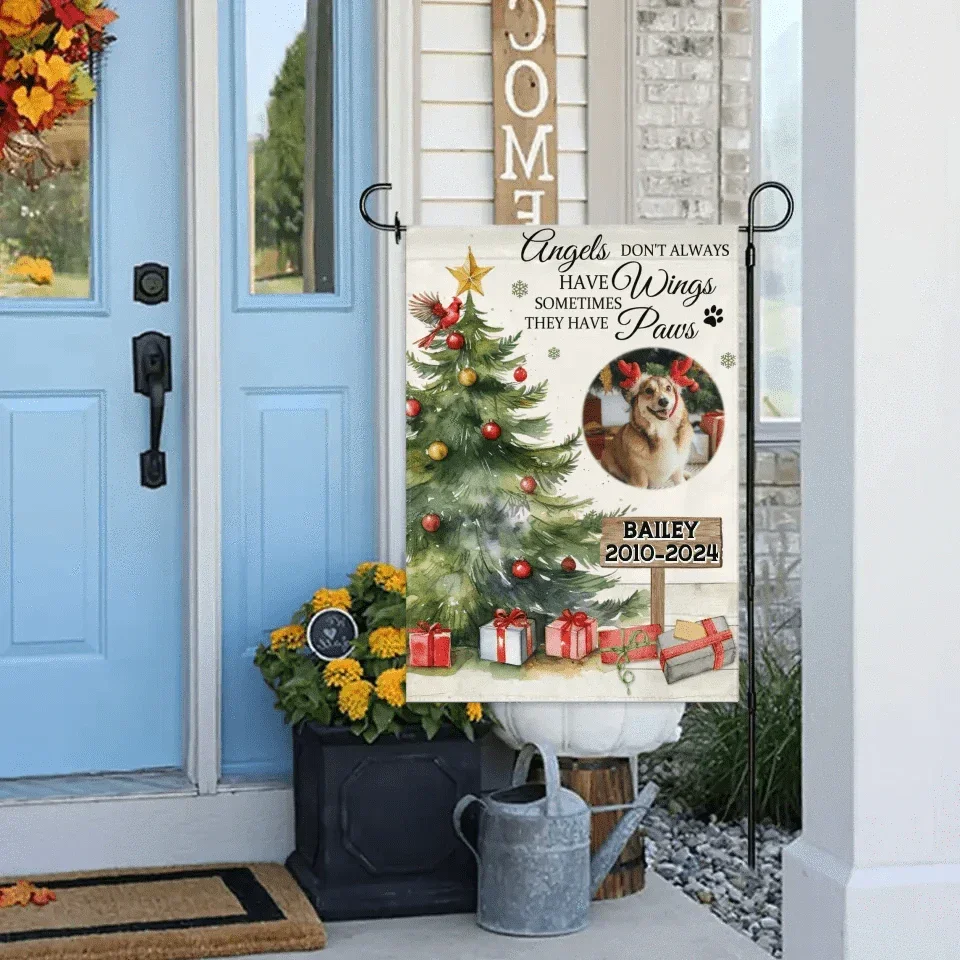 Christmas Custom Pet Memorial Garden Decorations - Personalized Pet Photos and Names Christmas Themed Garden Flags - Christmas Gifts For Pet Owners,Pet Lovers - Joliny