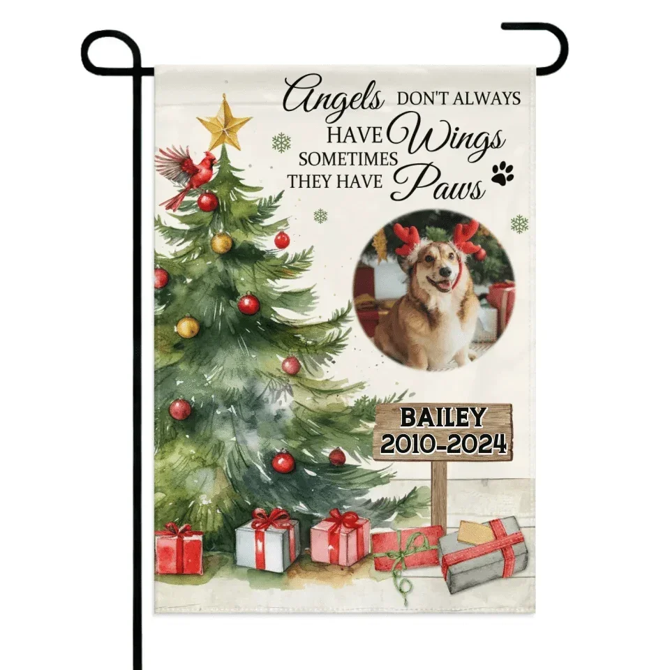 Christmas Custom Pet Memorial Garden Decorations - Personalized Pet Photos and Names Christmas Themed Garden Flags - Christmas Gifts For Pet Owners,Pet Lovers - Joliny