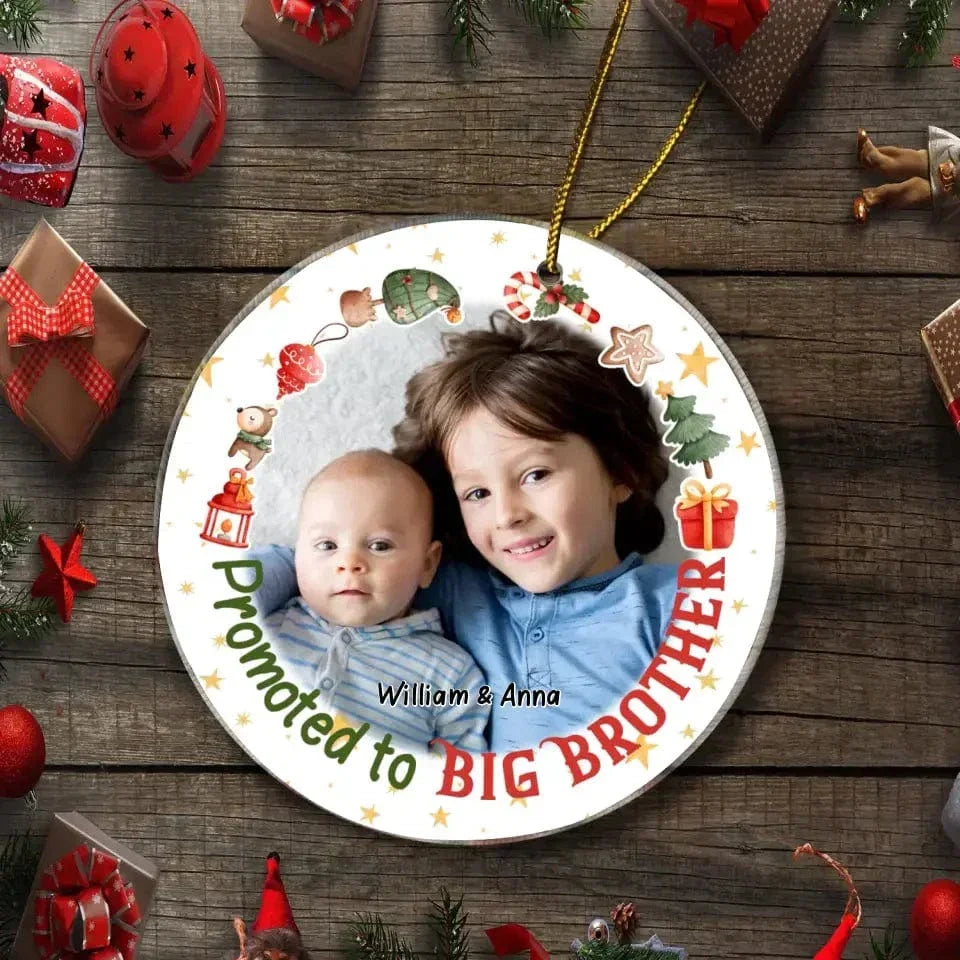Christmas Gift Promoted To Big Sister Brother Acrylic Circle Ornament - Joliny