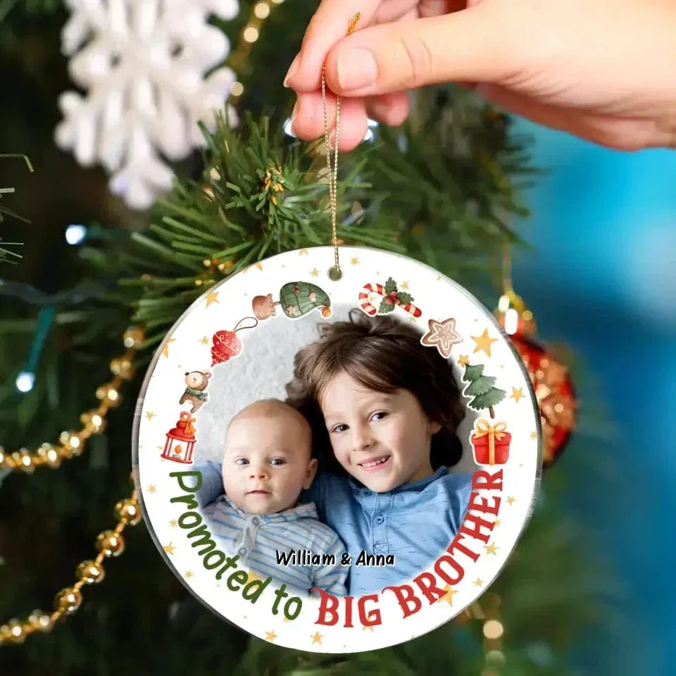 Christmas Gift Promoted To Big Sister Brother Acrylic Circle Ornament - Joliny