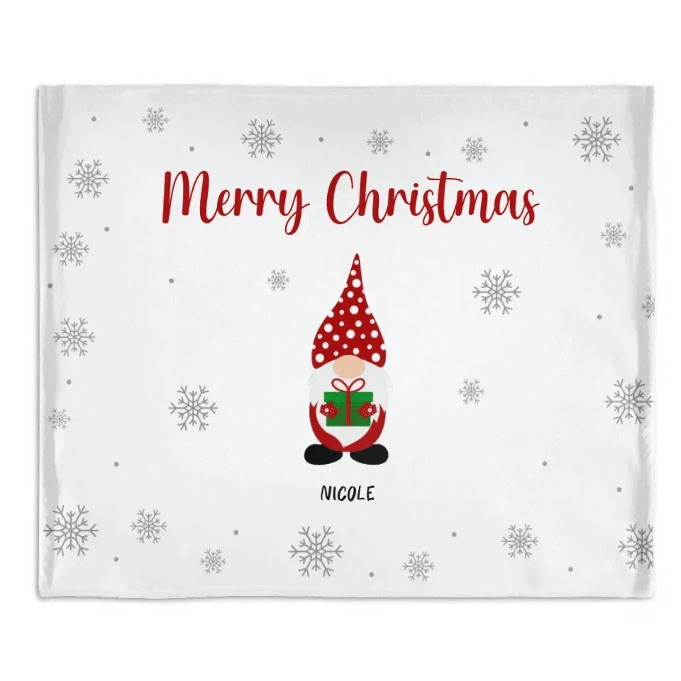 Christmas Gnomes Customizable Multiplayer Blanket - Personalized Gnome and Name Snowflake Pattern Winter Christmas Warmth Blanket - Christmas Gift For Family,Friend - Joliny
