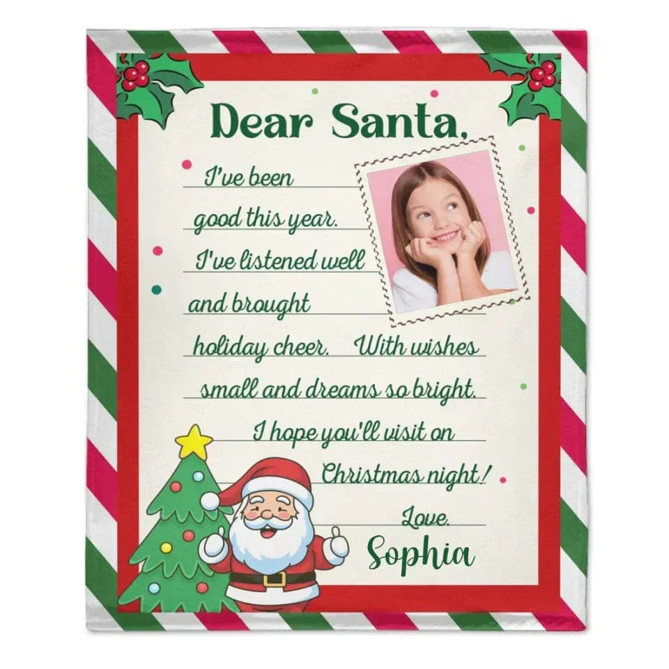 Christmas Letter Custom Blanket - Letter To Santa Soft Blanket Personalized With Photo And Name - A Gift For Child - Joliny