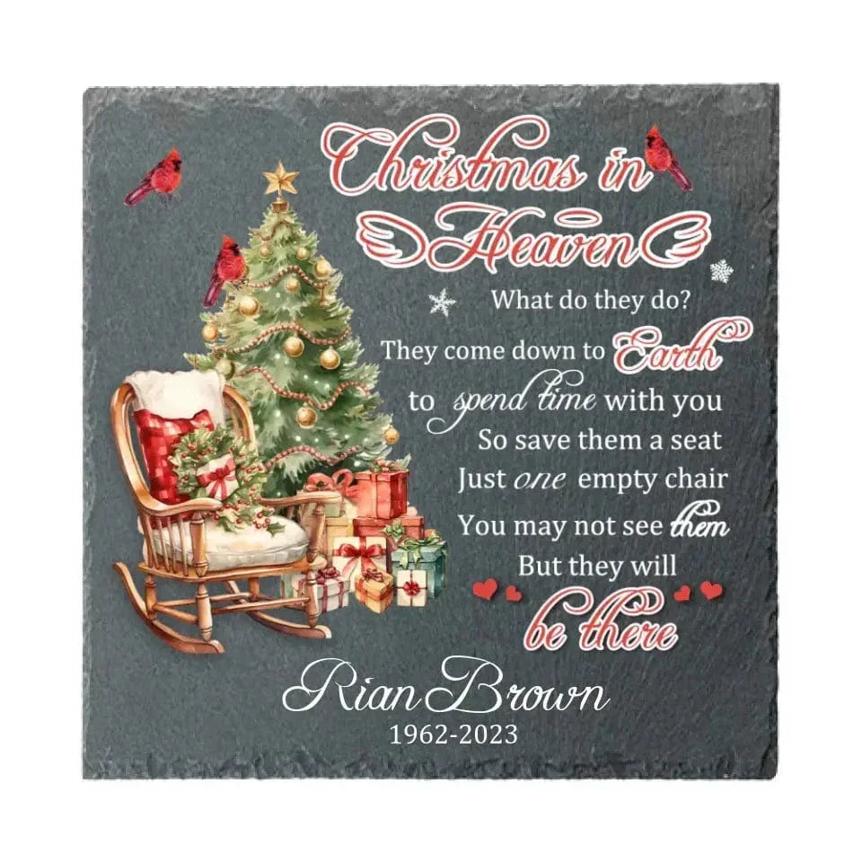 Christmas Memorial Personalized Custom Square Shaped Memorial Stone - Sympathy Gift For Family Members - Joliny